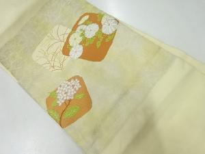 リサイクル　紫陽花に菊模様織出し名古屋帯